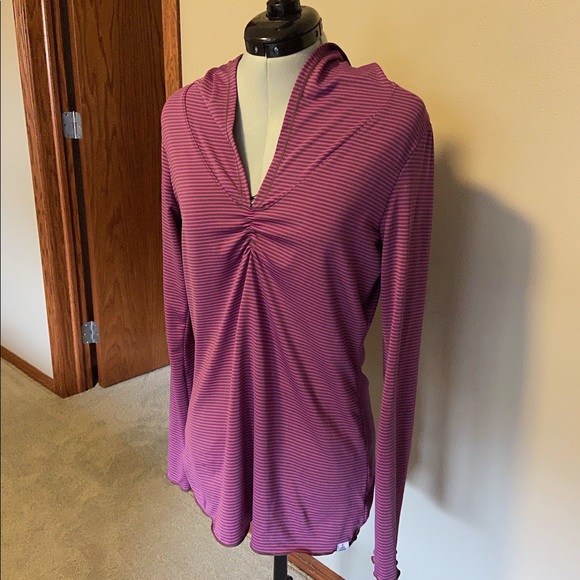 Prana Perry Stripe Pullover Hooded Shirt 
Size Med - Picture 3 of 9